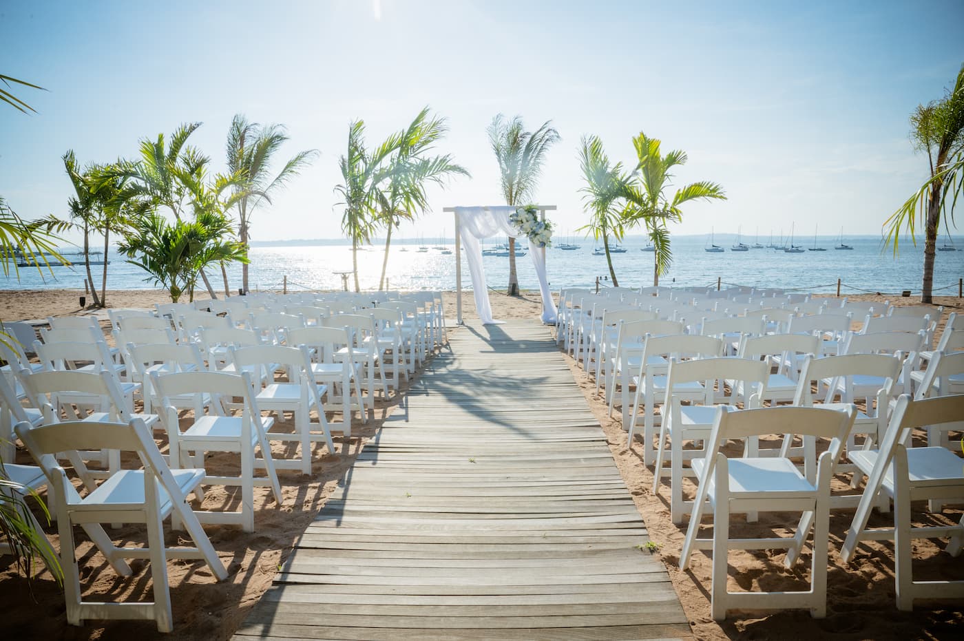 Setup of beach wedding at Anthony's Ocean View